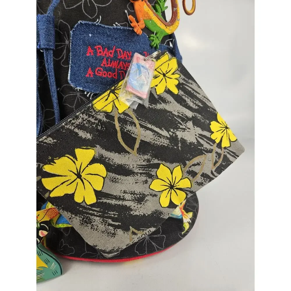 CARIBBEANO SOUL Parrot Party Canvas Beach Shoulder Tote Bag‎ + Coin Purse Unworn